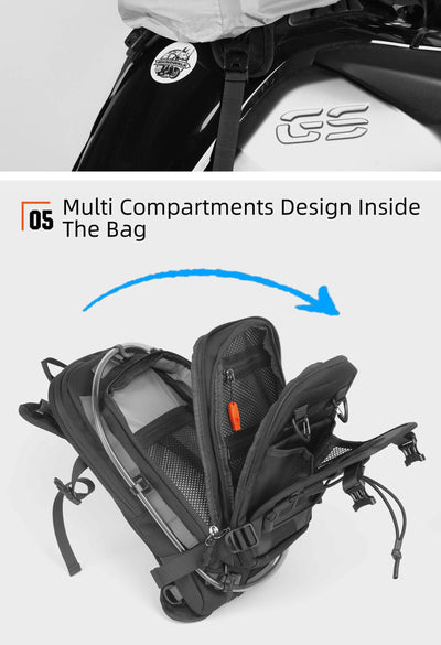 9L Motorcycle Tank Bag – Hydration Bladder, Waterproof Gear