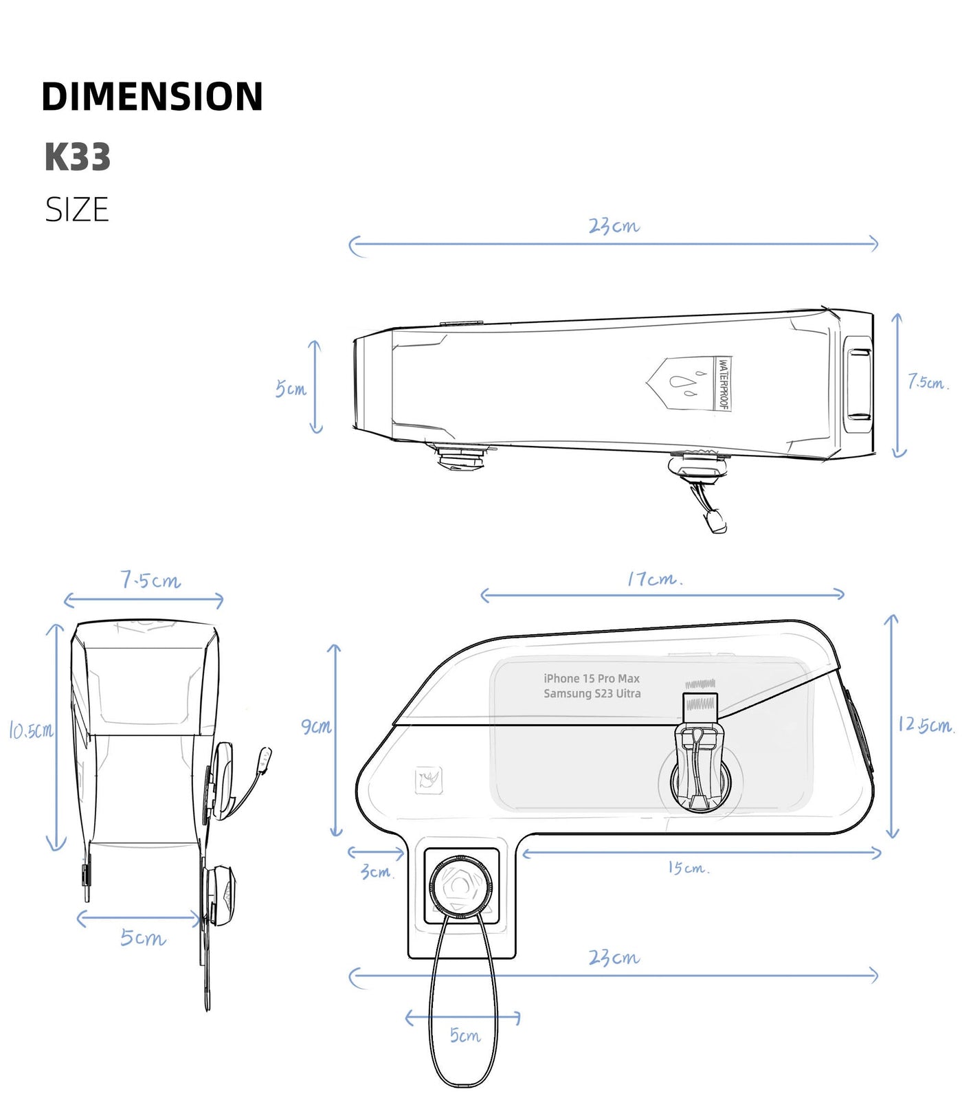 Waterproof Top Tube Bag with Magnetic Locking