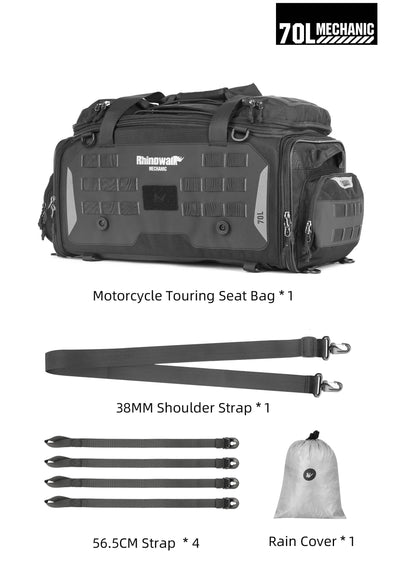 50–70L Motorcycle Tail Bag – Waterproof Touring Seat Bag