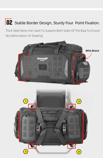 50–70L Motorcycle Tail Bag – Waterproof Touring Seat Bag