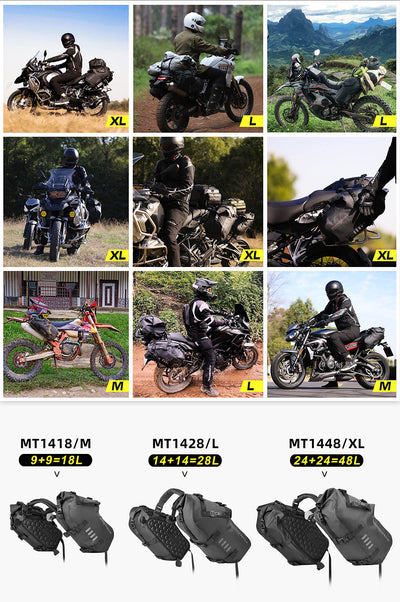 Waterproof Motorcycle Pannier Side Bag 18/28/48L - Pair/Rackless