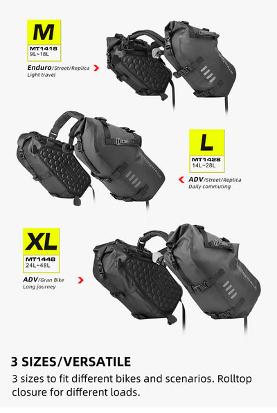 Waterproof Motorcycle Pannier Side Bag 18/28/48L - Pair/Rackless