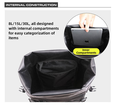 Waterproof Modular Motorcycle Packs 8L/15L/30L