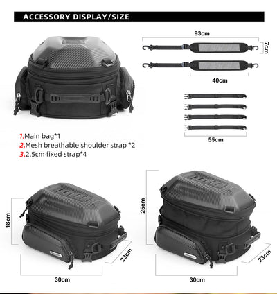 12-18l Motorcycle hard shell tail bag