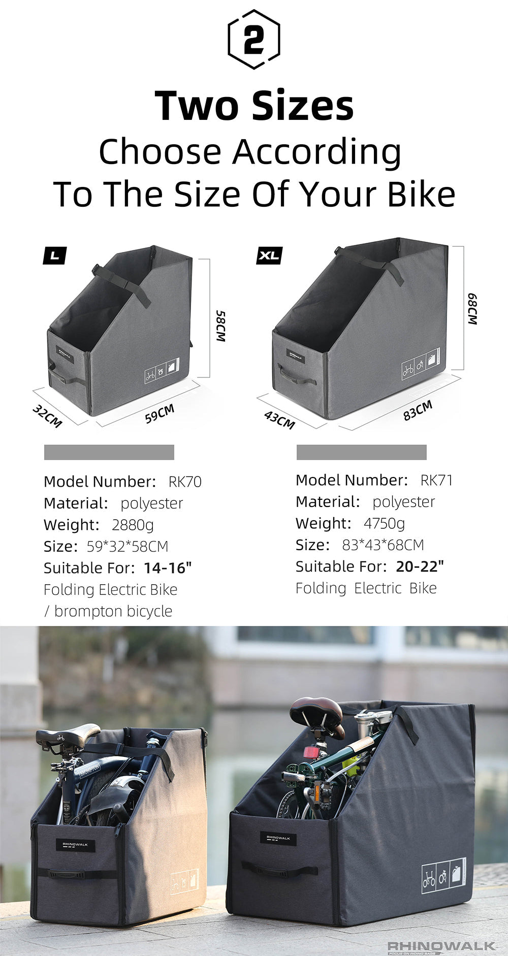 Storage box for 14"-16", 20"-24"  folding bikes