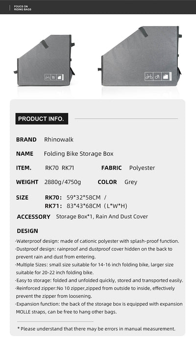 Storage box for 14"-16", 20"-24"  folding bikes