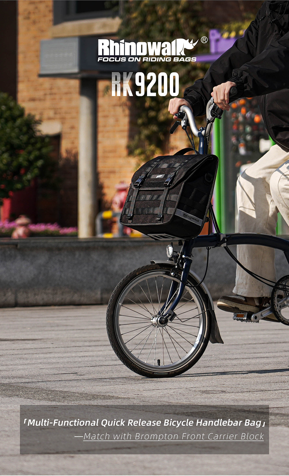 Quick release handlebar bag+mounting plate for Brompton Bikes