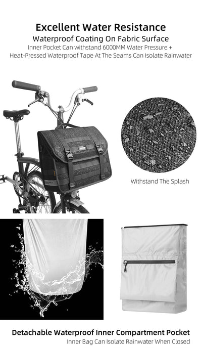 Quick release handlebar bag+mounting plate for Brompton Bikes