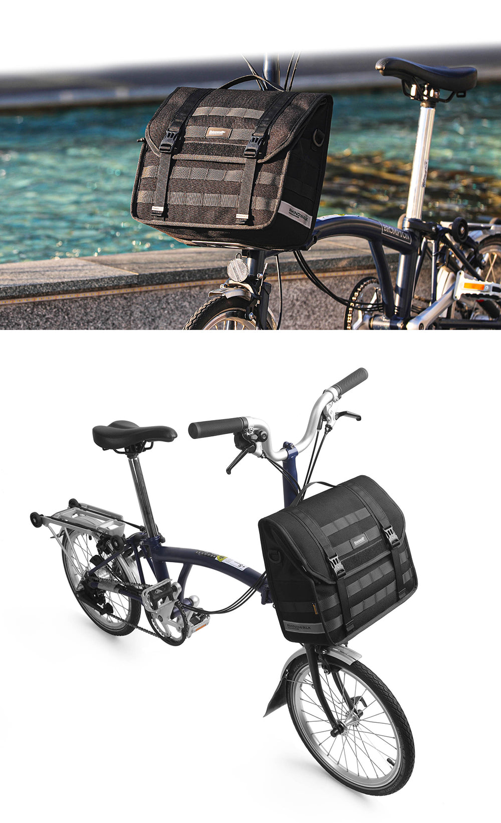 Quick release handlebar bag+mounting plate for Brompton Bikes