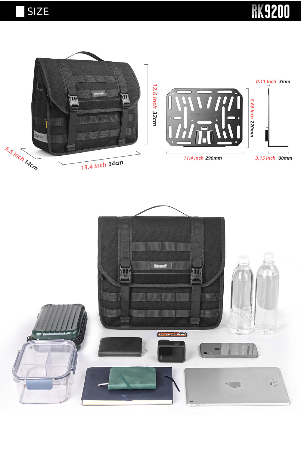 Quick release handlebar bag+mounting plate for Brompton Bikes