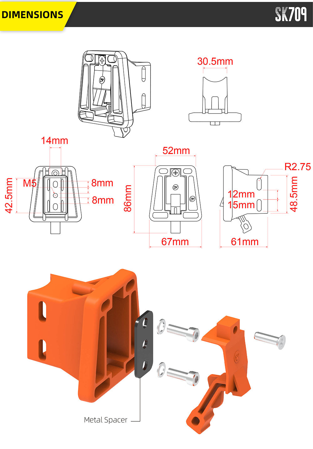 Bicycle Front Carrier Block & Mounting Plates