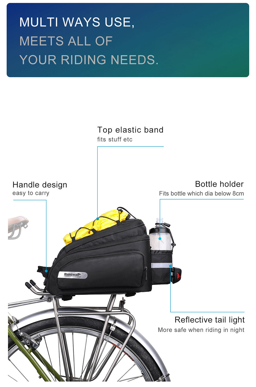 12 Liter Rear Rack Cargo Trunk Storage Bag