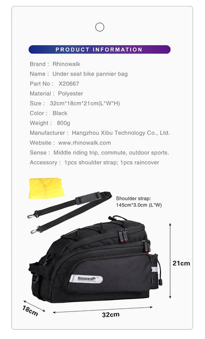 12 Liter Rear Rack Cargo Trunk Storage Bag